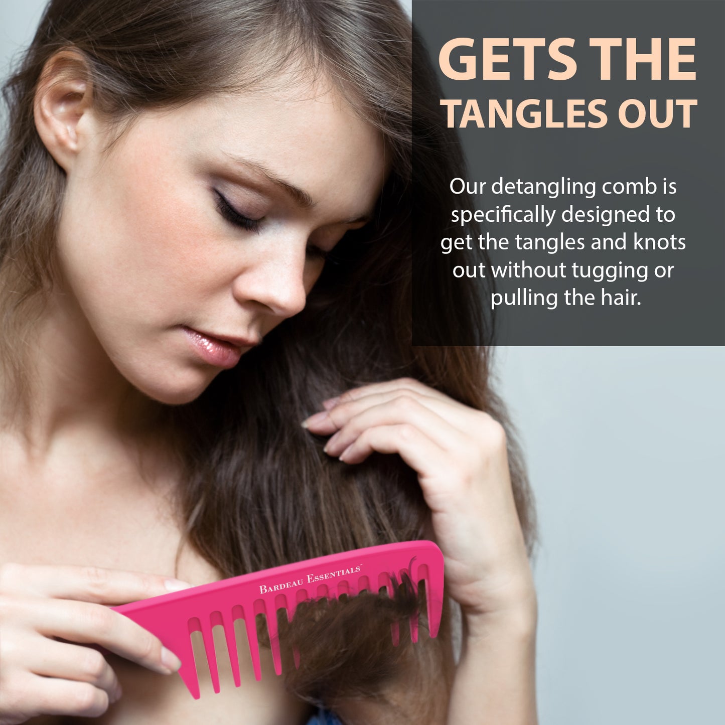 9.5" Detangling Comb | Pink | Carbon Fiber