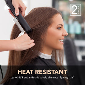 8.8" Metal Tail Comb | White, 2-Pack | Carbon Fiber