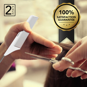 8.8" Metal Tail Comb | Black & White, 2-Pack