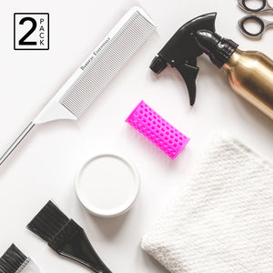 8.8" Metal Tail Comb | White, 2-Pack | Carbon Fiber