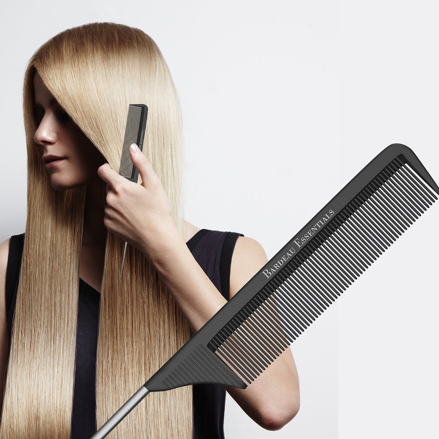 8.8" Metal Tail Comb | Black & White, 2-Pack