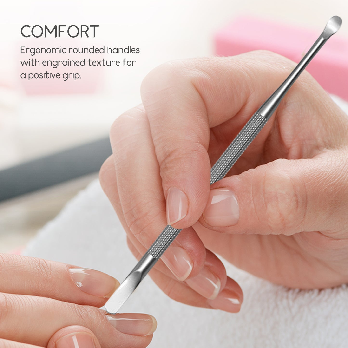 Comfort Dual Cuticle Pusher and Spoon Nail Cleaner