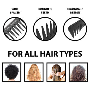 7" Detangling Comb | Black | Carbon Fiber