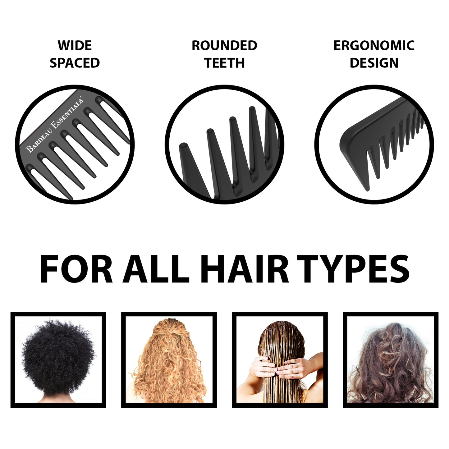 7" Detangling Comb | Black | Carbon Fiber