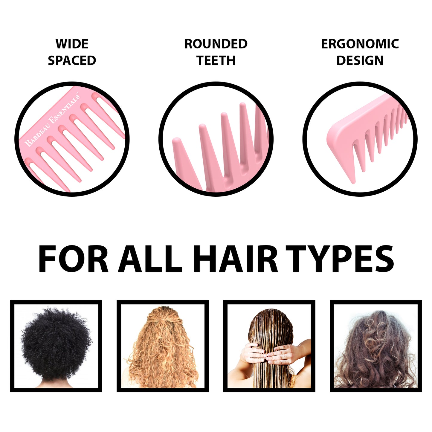 7" Detangling Comb | Pink | Carbon Fiber