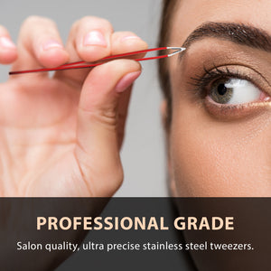 Slant tip Tweezers Single Red Salon Grade