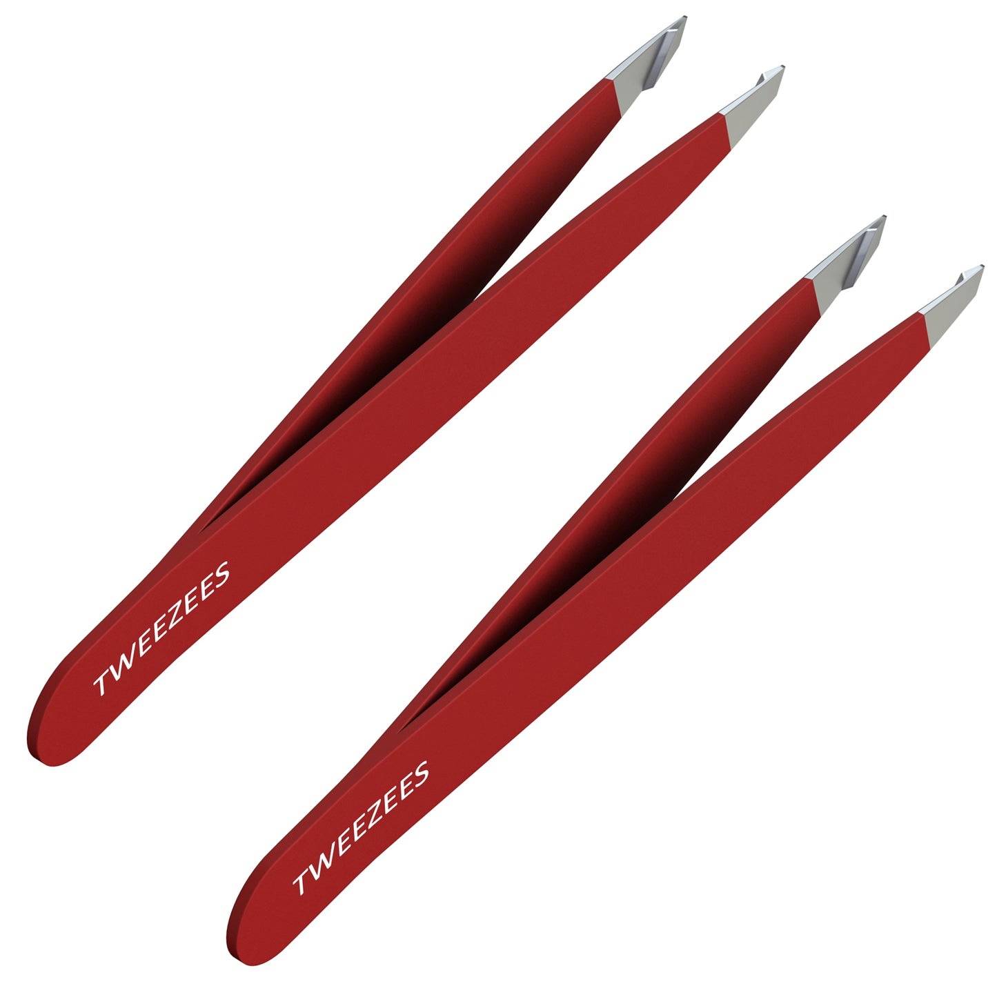 Slant tip Tweezers Single Red two pack