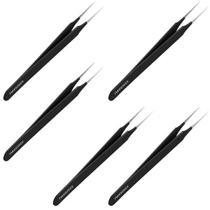 Splinter tip Tweezers Single Black Five pack