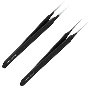 Splinter tip Tweezers Single Black Two pack