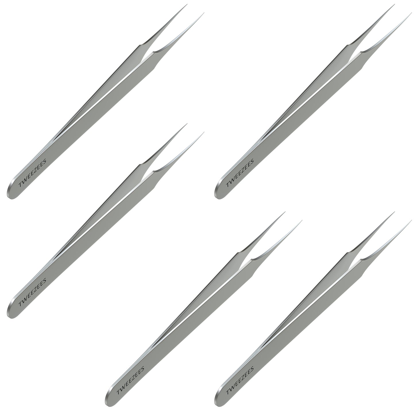 Splinter tip Tweezers Single Silver Five pack