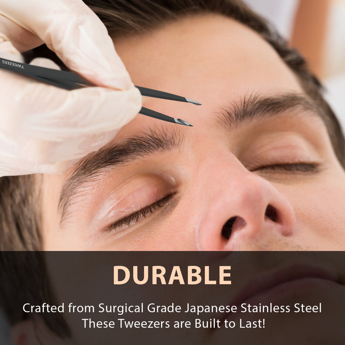 Slant tip Tweezers Single Black Durable