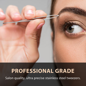 Slant tip Tweezers Single Silver Salon Grade